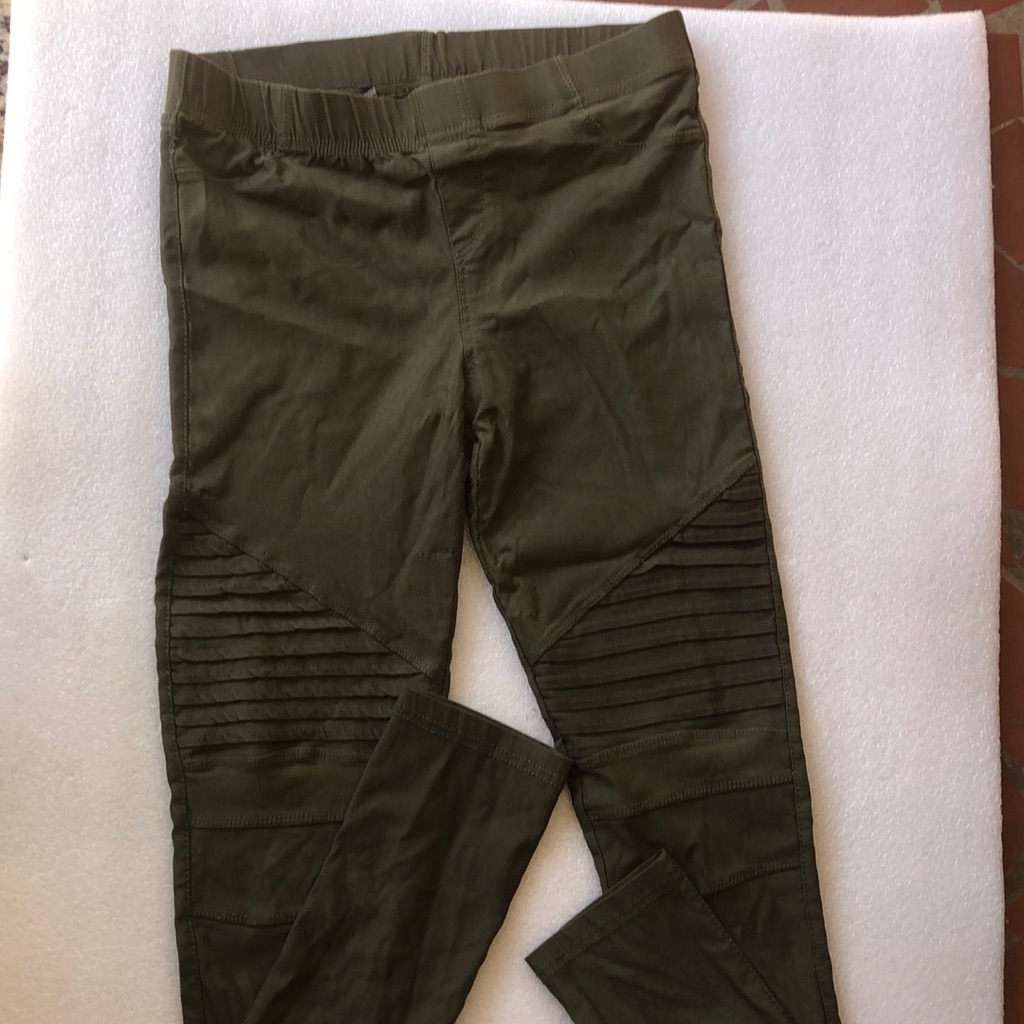 Girls Leggings-Medium-Olive Color